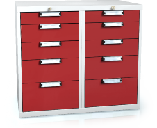 Universal cabinet for workbenches 840 x 963 x 600 - 10x drawer